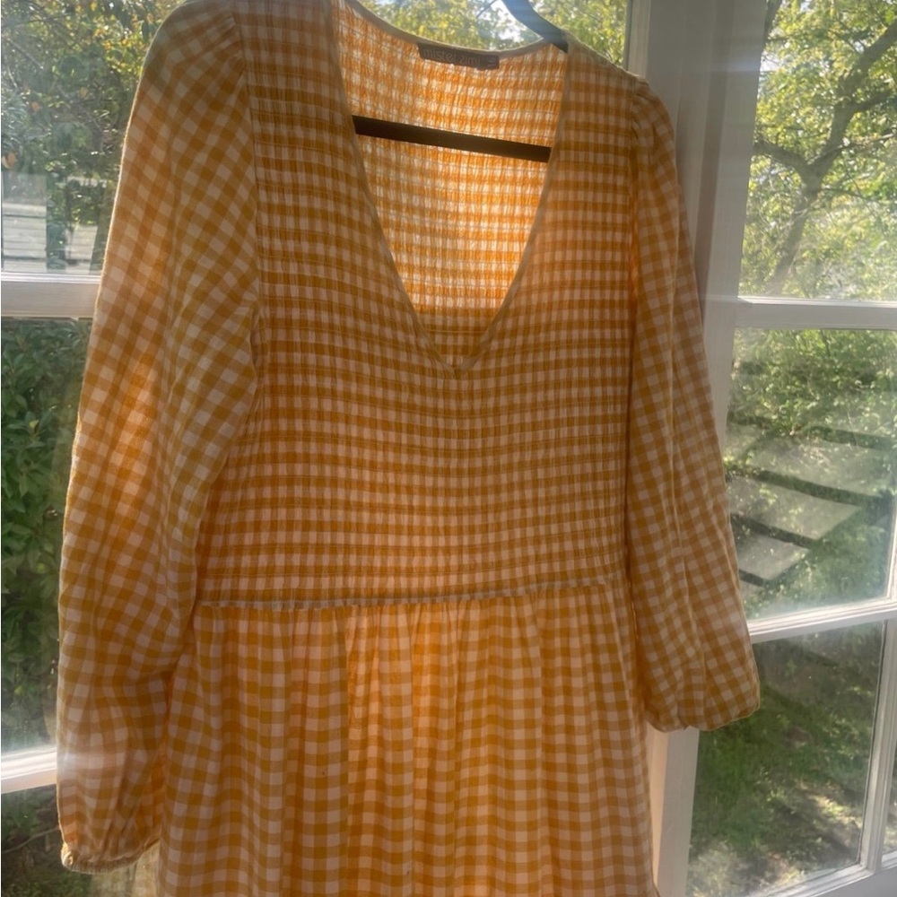 Mister Zimi Mustard Check Long Sleeve Dress - Picture 2 of 4
